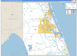 Port St. Lucie Metro Area Wall Map Basic Style 2026